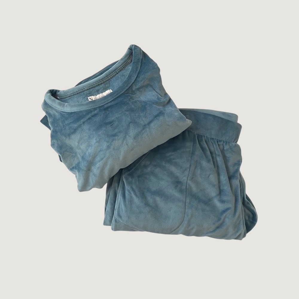 Koolaburra by Ugg Luxe Velour Crew Neck Top and Joggers Blue Set XL